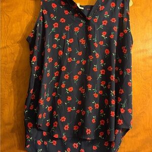 Maurices navy and Red Floral Blouse